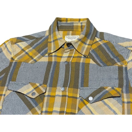 Nudie Jeans 長袖コットンシャツ イエロー XSサイズ