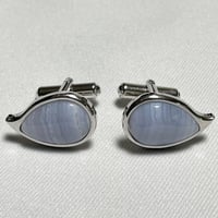 ペイズリー柄カフリンクス ホワイト×シルバー