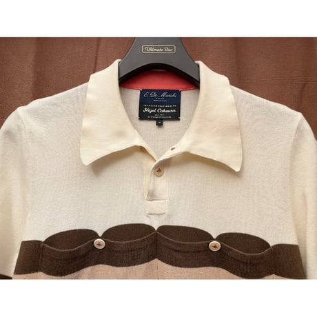 希少 MADE IN ITALY製 E. De Marchi 1946 × NIGEL CABOURN 半袖ニットポロシャツ アイボリー Mサイズ