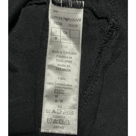 EMPORIO ARMANI 無地半袖VネックTシャツ ブラック Mサイズ