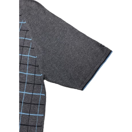 BURBERRY BLACK LABEL チェック柄半袖ニットポロシャツ チャコールグレー 3/Lサイズ