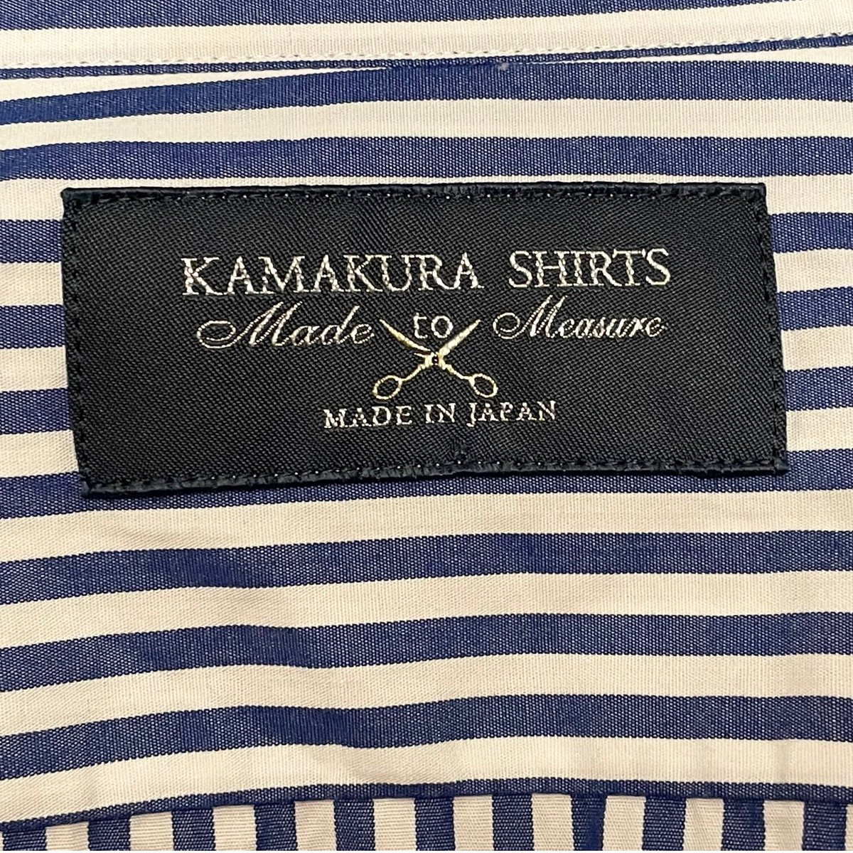 MADE IN JAPAN製 KAMAKURA SHIRTS 長袖ストライプタブカラーシャツ