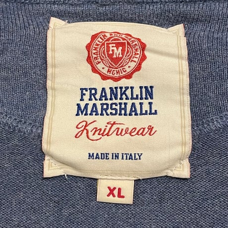 MADE IN ITALY製 FRANKLIN MARSHALL Knitwear コットンカーディガン ペールブルー XLサイズ