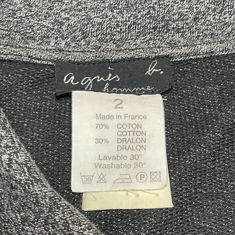 MADE IN FRANCE製 agnès b. homme スウェットフルジップジャケット 杢グレー 2/Mサイズ