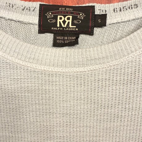 RALPH LAUREN RRL DOUBLE RL 長袖ニットサーマル ブルーグレー Sサイズ