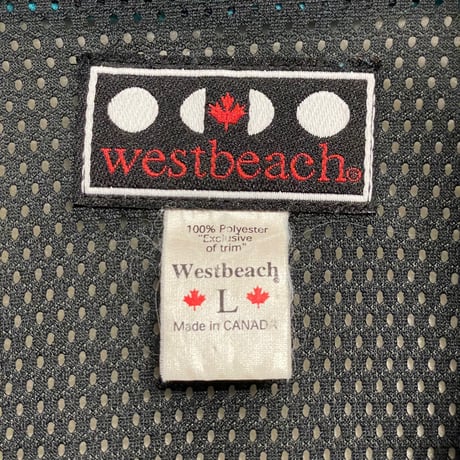 MADE IN CANADA製 westbeach フルジップフリースジャケット アイボリー×ブルー Lサイズ