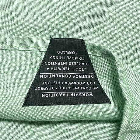 MADE IN PORTUGAL製 DENHAM 長袖コットンリネンシャツ グリーン Sサイズ