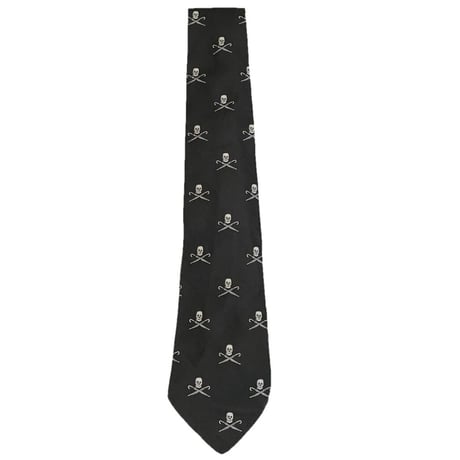 MADE IN ITALY製 RUGBY RALPH LAUREN スカル柄ハンドメイドシルクネクタイ ブラック