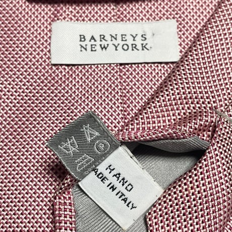 MADE IN ITALY製 BARNEYS NEW YORK HANDMADEソリッドシルクネクタイ ピンク