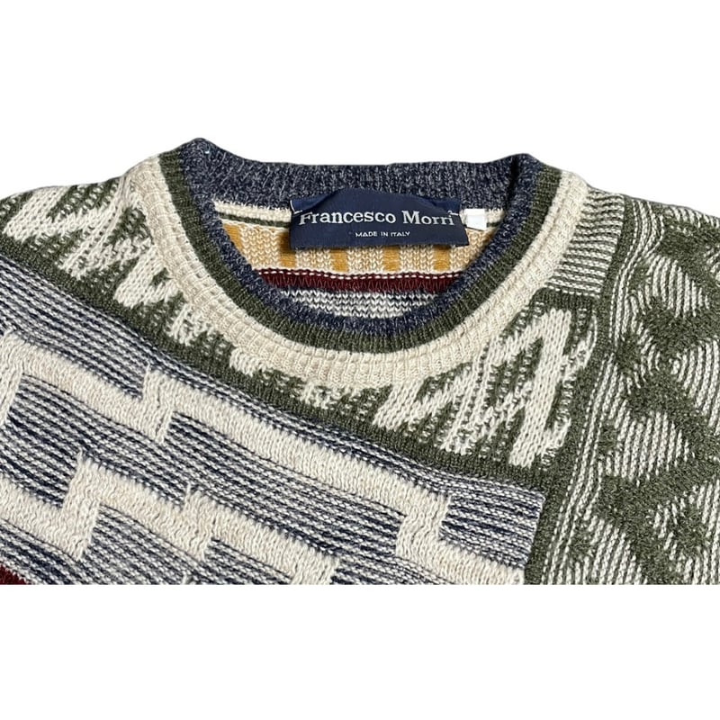 MADE IN ITALY製 Francesco Morri 3Dニットセーター マルチカラー