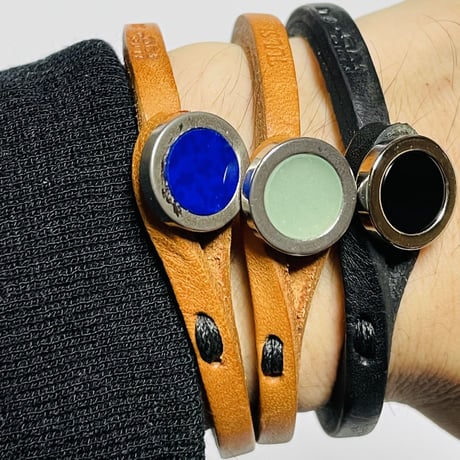 ★新品★ MADE IN ITALY製 TULSI PETRA ラピスラズリ ハンドメイドレザーブレスレット ナチュラル XS～Mサイズ
