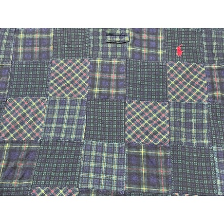 Polo by RALPH LAUREN 半袖パッチワークチェック柄ポロシャツ グリーン Mサイズ