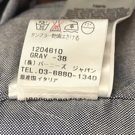 【BARNEYS NEWYORK 取り扱い】 MADE IN ITALY製 POGGIANTI 1958 カモフラ柄 長袖シャツ ネイビー 38-15サイズ