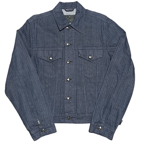 MADE IN ITALY製 HUGO BOSS ストライプ柄デニムジャケット インディゴ 46サイズ