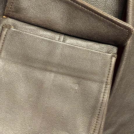 MADE IN ITALY製 Le Verseau VERA PELLE 襟付きレザージャケット ダークブラウン 38サイズ