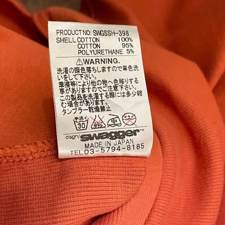 MADE IN JAPAN製 SWAGGER 刺繍入りタンクトップ オレンジ Mサイズ