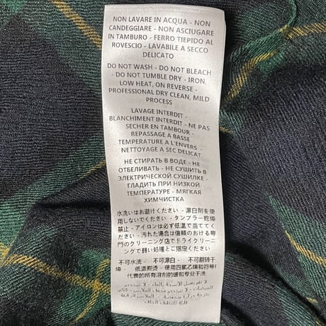 STELLA McCARTNEY チェック柄長袖ロング丈ウールシャツ グリーン 40サイズ