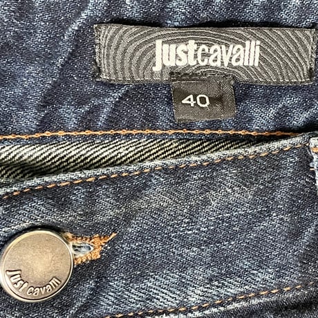 MADE IN ITALY製 Just Cavalli ダメージ加工デニムパンツ インディゴ W40サイズ