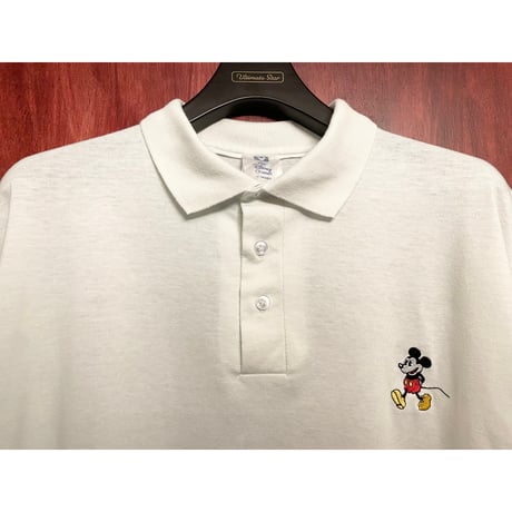 レア MADE IN USA製 The Disney Channel × Artex MICKEY MOUSE 半袖ニットポロシャツ ホワイト Lサイズ