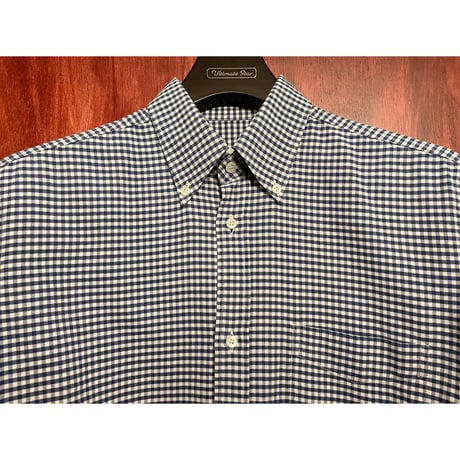 【INTERNATIONAL GALLARY BEAMS 取り扱い】 MADE IN ITALY製 ASTER ギンガムチェック柄長袖ボタンダウンシャツ ネイビー 39-15 1/2サイズ