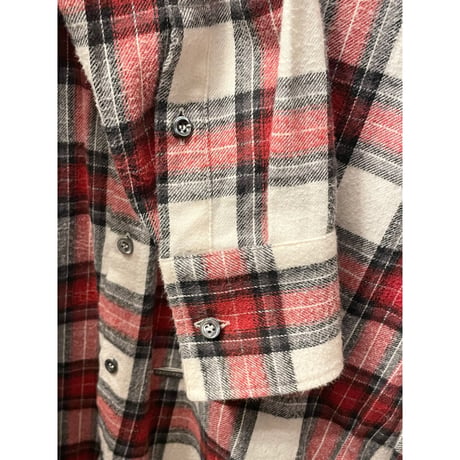 MADE IN ITALY製 DSQUARED2 チェック柄 長袖フランネルシャツ レッド×ホワイト×ブラック 36サイズ