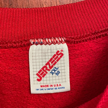MADE IN USA製 90s JERZEES アヒルペイントスウェットトレーナー レッド XXLサイズ