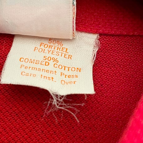 MADE IN USA製 60s～70s MUNSINGWEAR grand slam ポケット付き半袖鹿の子ポロシャツ レッド Mサイズ