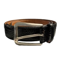 MADE IN ITALY製 BROOKS BROTHERS 346 型押しレザーベルト ブラック 34/W85サイズ