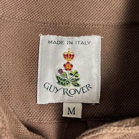 ▲訳あり商品▲ MADE IN ITALY製 GUY ROVER 半袖鹿の子ボタンダウンシャツ ブラウン Mサイズ
