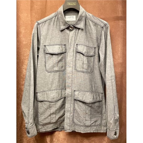 【JUN取り扱い】MADE IN ITALY製 AFTI ダンガリーシャツジャケット ブラック 40サイズ