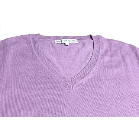 GREEN LABEL RELAXING 長袖コットンカシミヤVネックセーター パープル Lサイズ