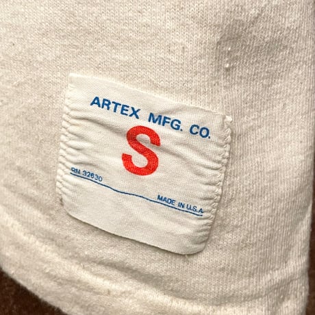 レア品 MADE IN USA製 70s～80s PEANUTS SNOOPY × ARTEX PURDUE UNIVERSITY 七分袖プリントTシャツ アイボリー Sサイズ