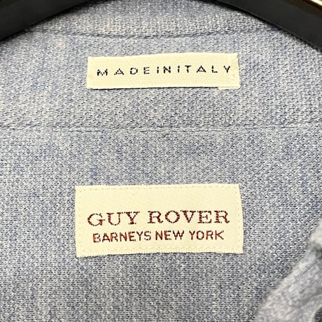 ▲訳あり商品▲ MADE IN ITALY製 GUY ROVER × BARNEYS NEW YORK別注 長袖ボタンダウン鹿の子ニットシャツ サックスブルー Mサイズ