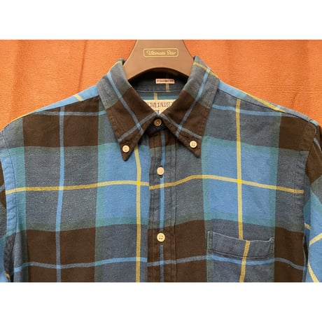 MADE IN USA製 INDIVIDUALIZED SHIRTS 長袖チェック柄フランネルシャツ ブルー 16-33サイズ