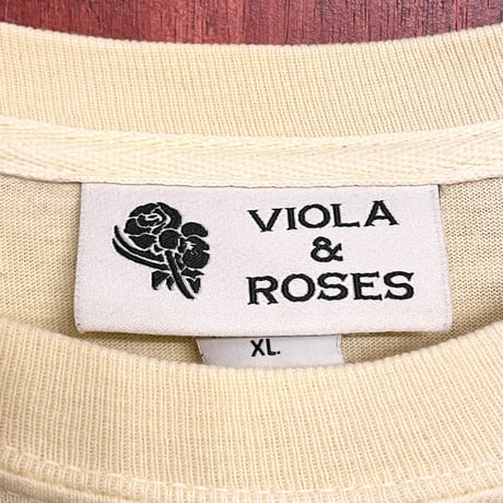 MADE IN USA製 VIOLA & ROSES 長袖プリントTシャツ ベビーイエロー XLサイズ