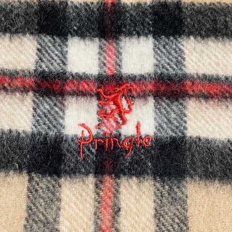 MADE IN SCOTLAND製 Pringle OF SCOTLAND チェック柄カシミヤマフラー ベージュ