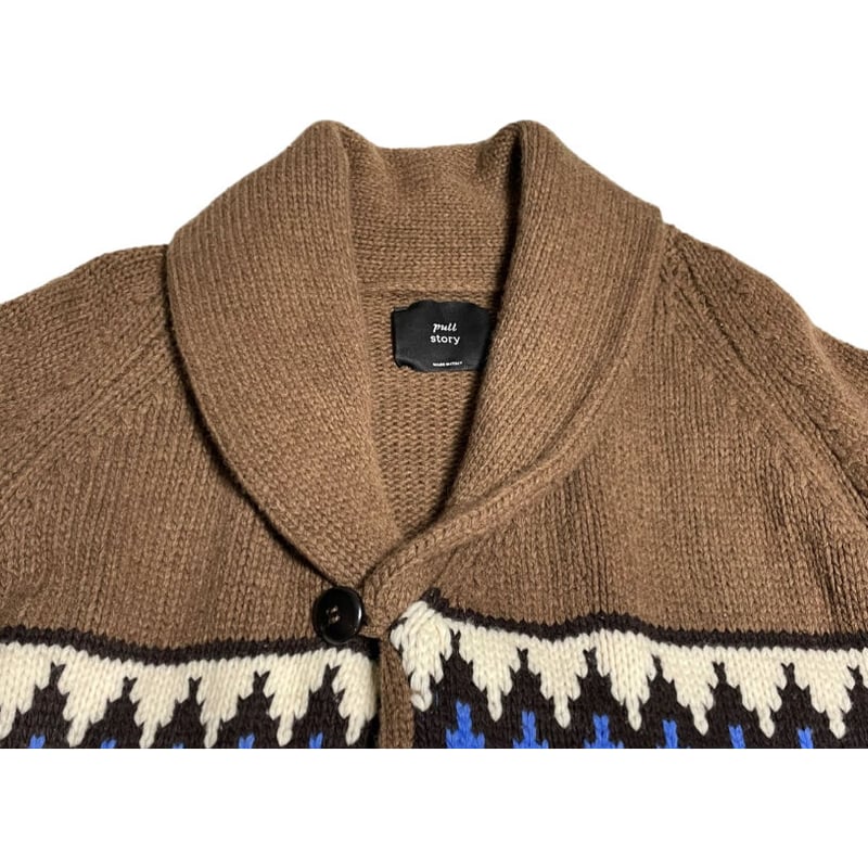 MADE IN ITALY製 pull story ベルト付きショールカラーウールニット  