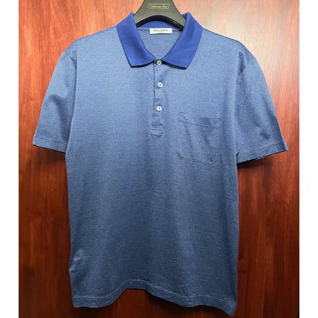 MADE IN ITALY製 Gian Bellini 半袖ニットポロシャツ ブルー Lサイズ