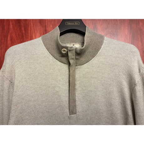 MADE IN ITALY製 HACKETT MAYFAIR ハーフジップコットンカシミヤセーター ベージュ XLサイズ