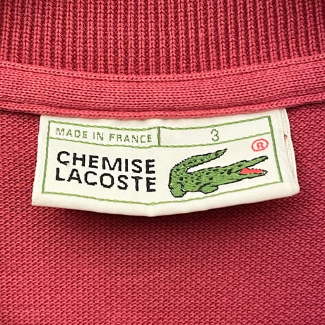 MADE IN FRANCE製 80s CHEMISE LACOSTE 半袖鹿の子ポロシャツ ワイン 3サイズ