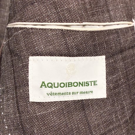 AQUOIBONISTE Loro Piana WOOL , LINEN AND SILK 生地使用 チェック柄 ウールシルクリネン テーラードジャケット ブラウン 48サイズ