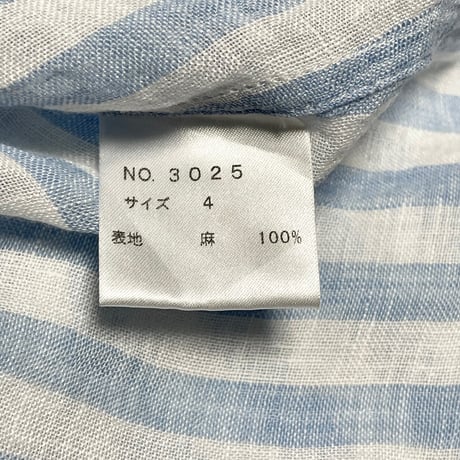 MADE IN JAPAN製 MAREE ストライプ柄長袖リネンシャツ サックス 4サイズ