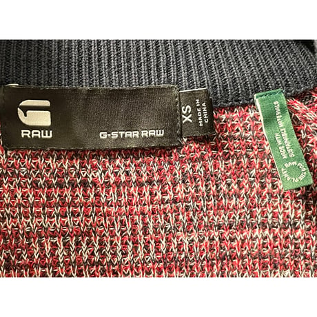 G-STAR RAW フルジップオーガニックコットンセーター レッド×ネイビー XSサイズ