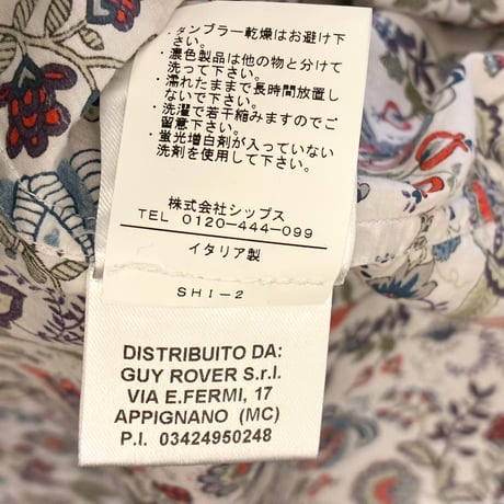 【SHIPS 取り扱い】 MADE IN ITALY製 GUY ROVER PER SHIPS ペイズリー総柄 七分袖ボタンダウンシャツ ホワイト Mサイズ