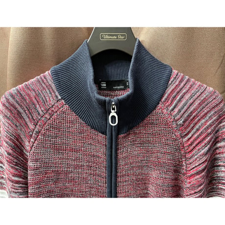 G-STAR RAW フルジップオーガニックコットンセーター レッド×ネイビー XSサイズ