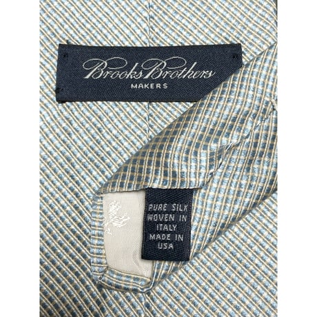 MADE IN USA製 BROOKS BROTHERS ブロックチェック柄シルクネクタイ スカイブルー