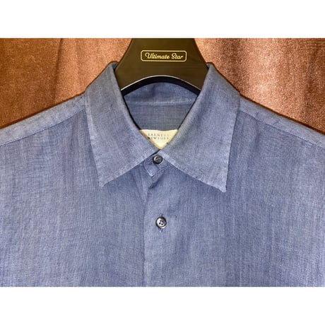 MADE IN ITALY製 BARNEYS NEWYORK 長袖リネンシャツ ブルーグレー Mサイズ