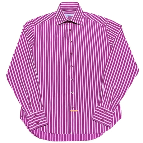 nodus 長袖ストライプ柄シャツ パープル×ピンク 40-15 1/2サイズ