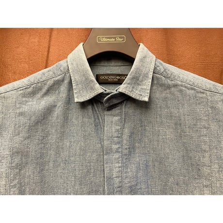 MADE IN ITALY製 GOLDEN GOOSE DELUXE BRAND 長袖シャンブレーシャツ ライトインディゴ XSサイズ