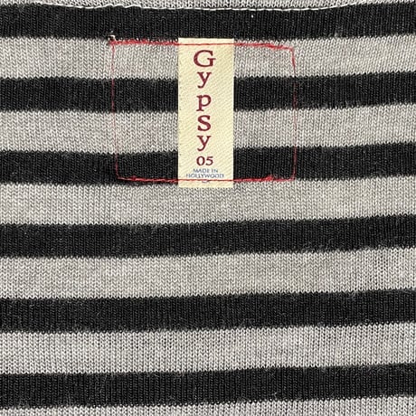 ▲訳あり商品▲ MADE IN USA製 Gypsy05 ボーダー柄ニットセーター グレー×エンジ Mサイズ